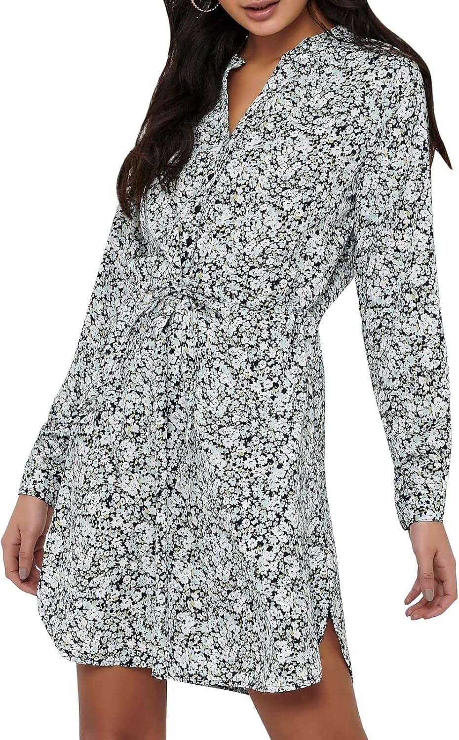 ONLY Mulher vestido mini blusa manga comprida túnica estampada botões ONLCORY
