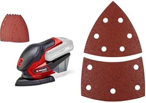 Einhell Lixadeira múltipla TE-OS 18/150 Li-Solo Power X-Change (24 000 r.p.m., caixa coletora de pó, adaptador de aspiração de pó, sem bateria ou carregador) pacote de 5 abrasivos