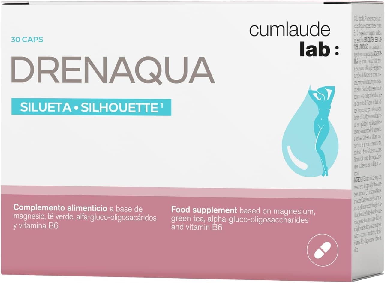 Cumlaude Lab Drenaqua | Suplemento diurético para retenção de líquidos com chá verde, prebióticos, magnésio e vitamina B6, 30 cápsulas