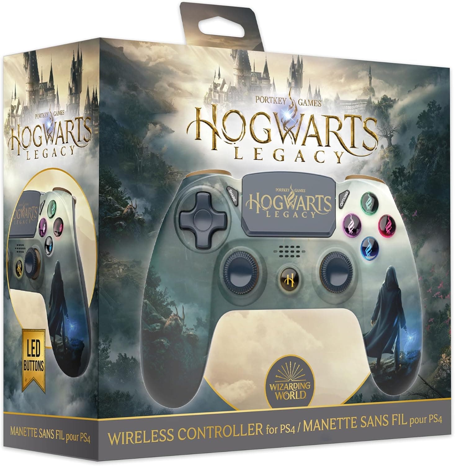 Freaks and Geeks Harry Potter - Controlo sem fio ps4 com entrada jack-botões luminosos- - Hogwarts Legacy Landscape