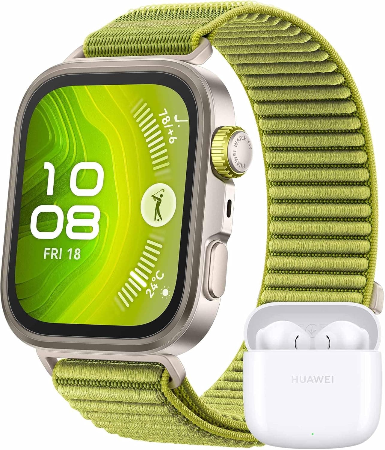 HUAWEI Watch FIT 4 Pro 55020AGS | Smartwatch com ecrã em cristal de safira, titânio, NFC, GPS duplo, ECG, desporto outdoor e Freebuds SE 2
