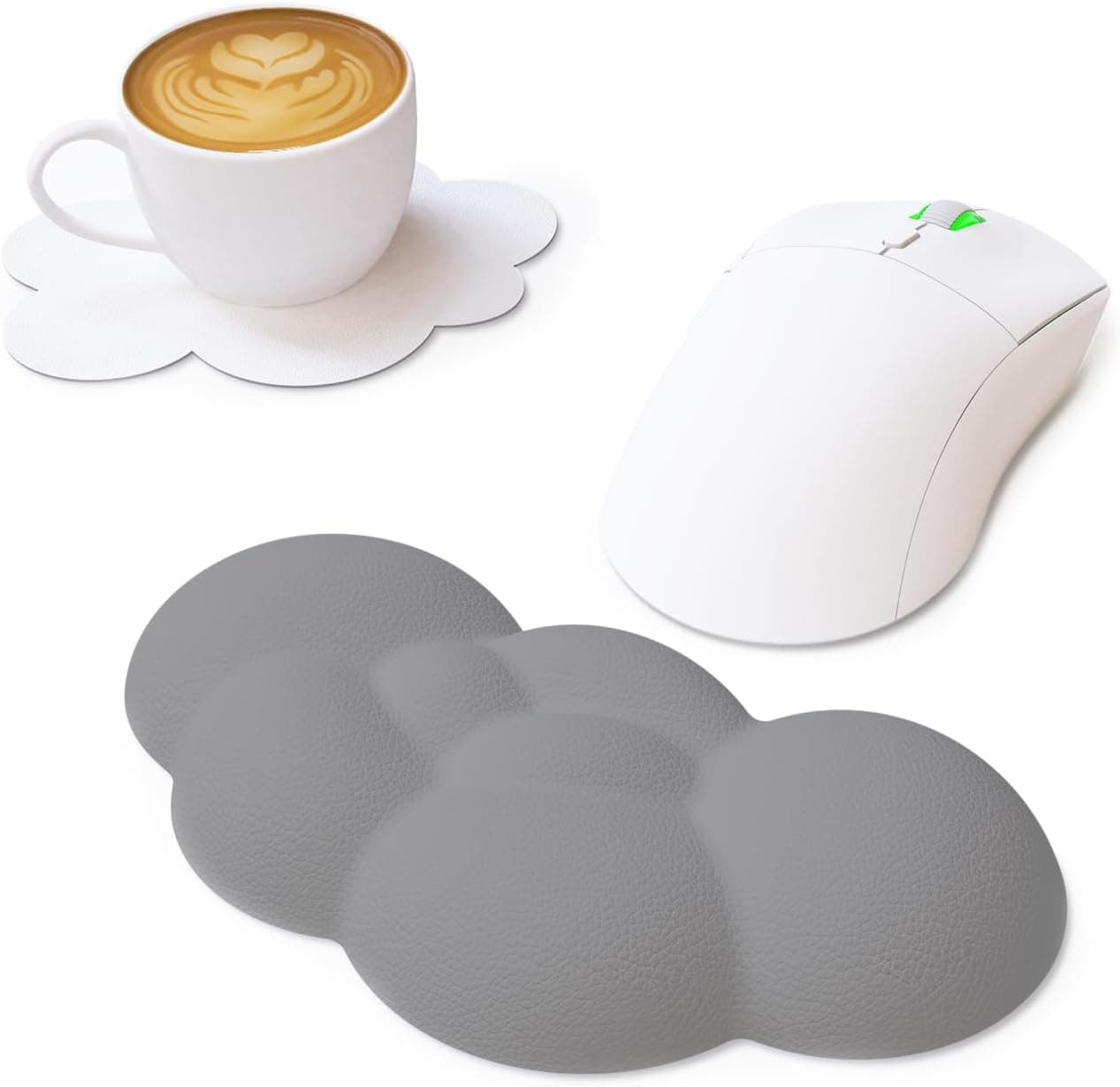 ZIYOU LANG Rato apoios para os pulsos, apoio para pulsos teclado nuvem, tapete ergonómico para rato suporte de pulso com porta-copos, base anti-lip, apoio para pulsos para computador, portátil, rato