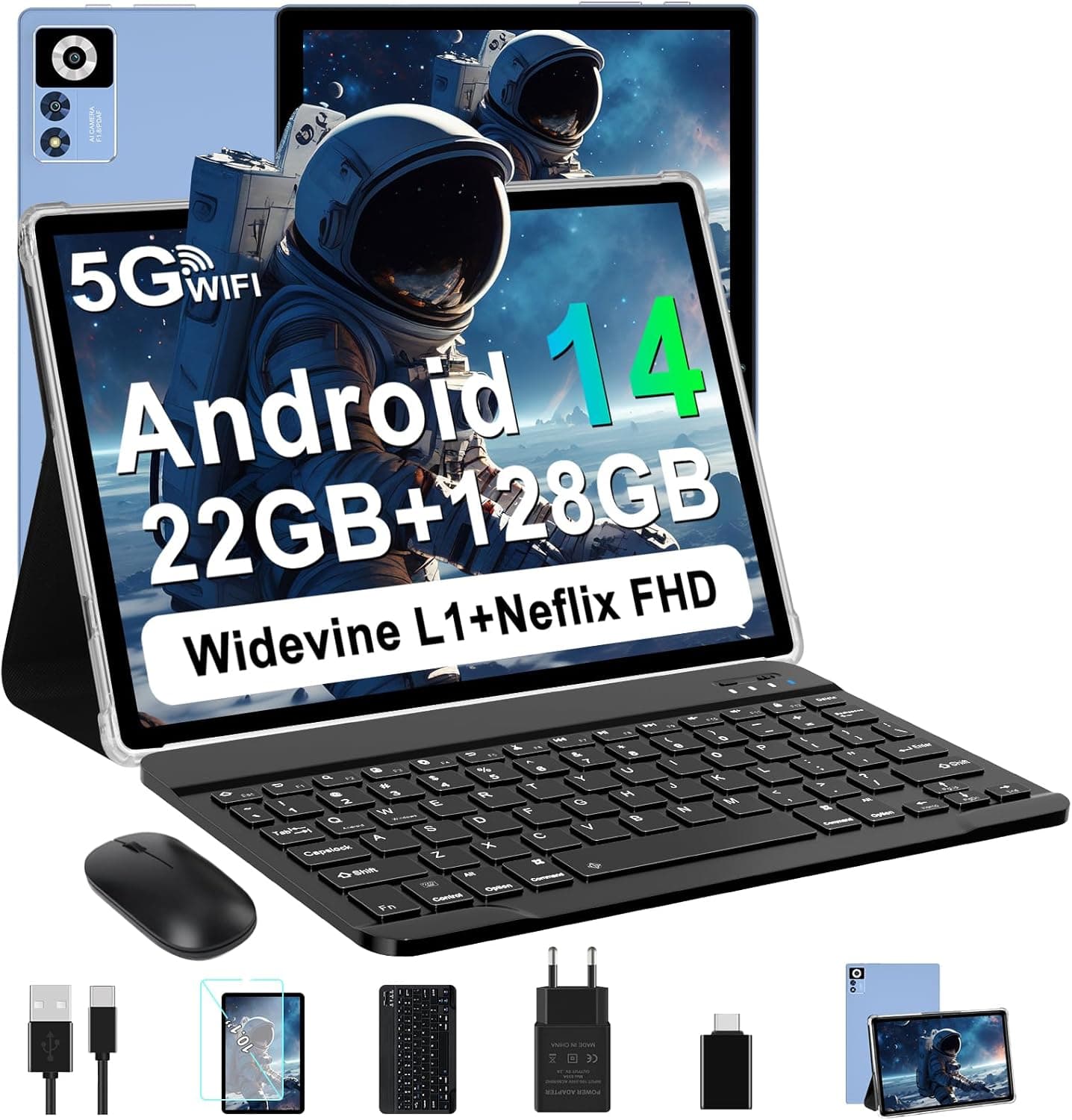 ZIOVO Android 14 Tablet de 10 polegadas, 22 GB RAM+128 GB ROM (TF 1TB)