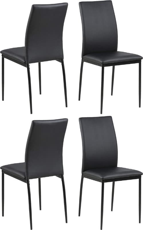 AC Design Furniture Devin Cadeiras de sala de jantar, poliéster, preto, profundidade: 53 x altura: 92 x largura: 43,5, 4 unidades