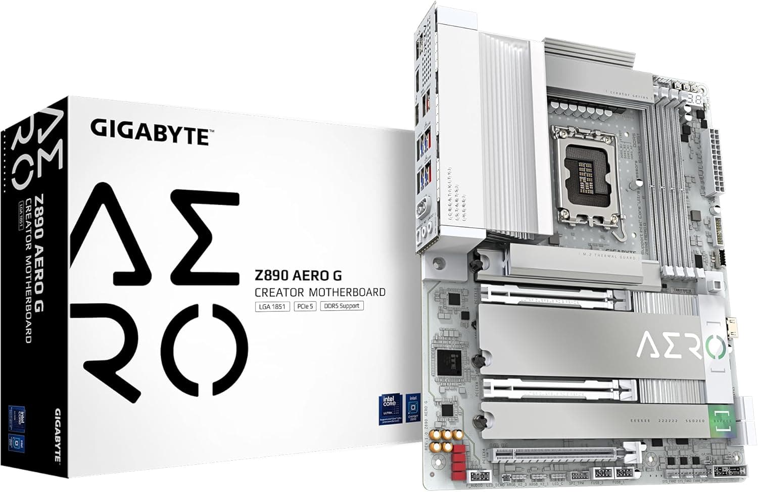 Gigabyte Z890 Aero G | Placa base para processadores Intel Core Ultra com Wi-Fi 7, DDR5 até 8800 MHz e Thunderbolt 4