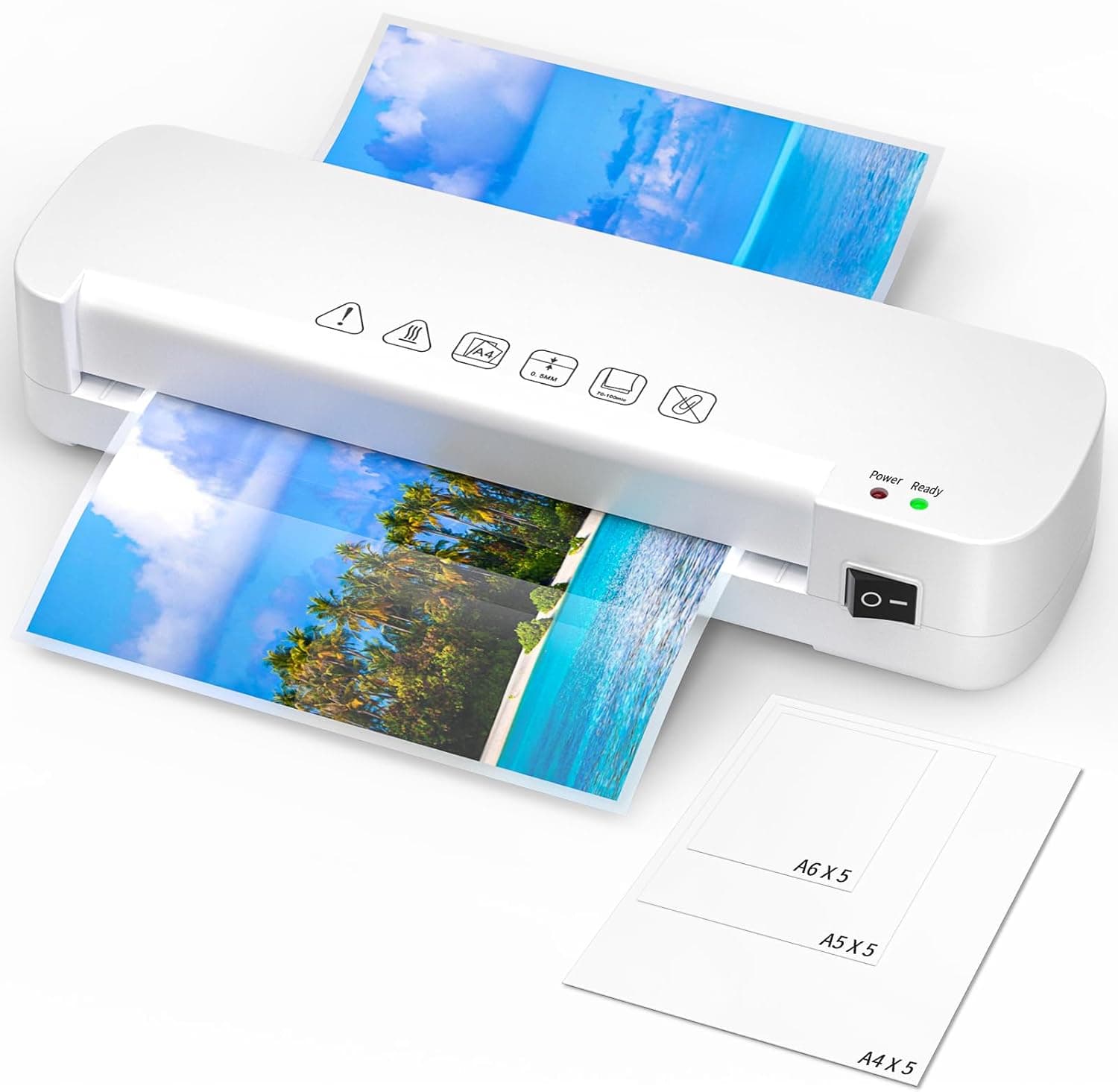 A4 4 em 1 Laminador Máquina de Laminação NAHKZNY com 15 Sacos de Laminação para A4 / A5 / A6, Laminador Térmico ABS Quente e Frio Aquecimento Rápido Ideal para Escritório, Escola e Casa