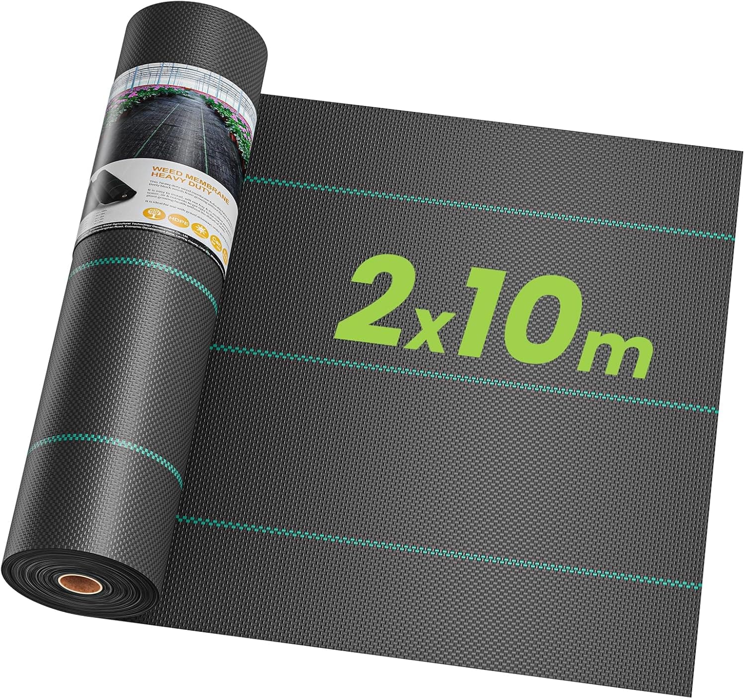 OUNUO | Manta antiervas 2 x 10 m em geotêxtil 90 g/m² para proteção de jardim e relva artificial