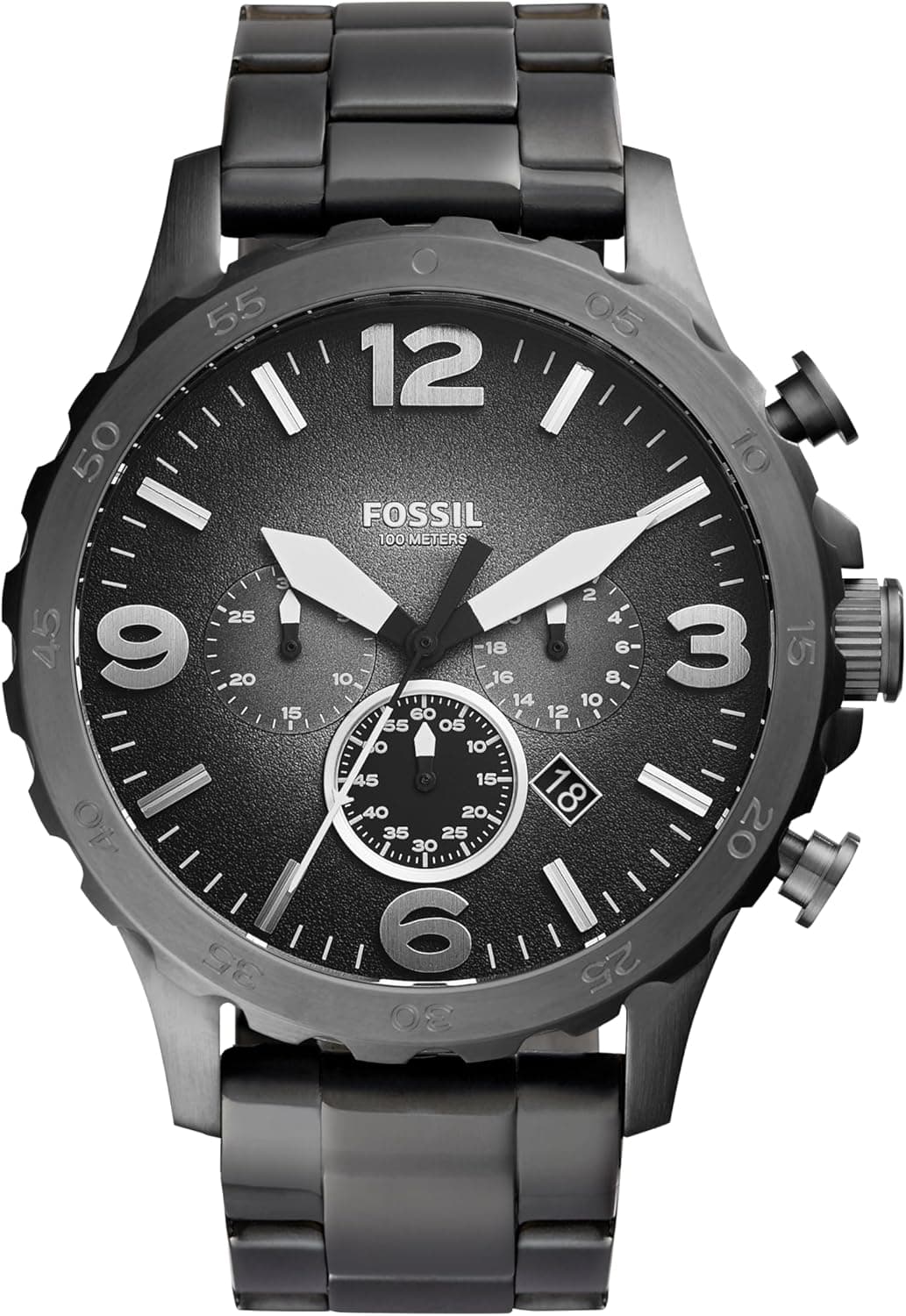 Fossil Nate JR1437 | Relógio cronógrafo de homem em aço inoxidável 50 mm