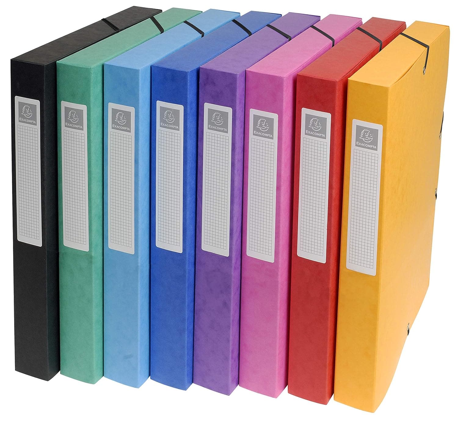 Exacompta 50300E | Conjunto de 8 pastas de projetos multicolores com lombada de 25 mm
