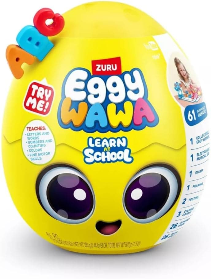 Eggy Wawa Learn at School de ZURU, brinquedo de aprendizagem interativo para bebés e crianças pequenas com música, robô de aprendizagem educativo para ensinar letras, números e cores
