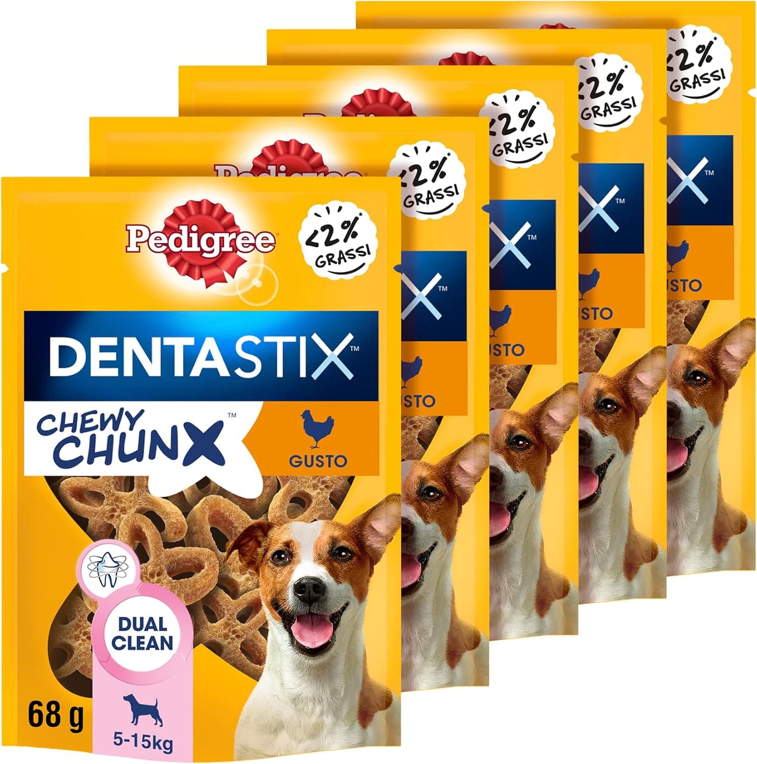 Pedigree Dentastix Chewy ChSJFS Snack dental de frango para cães pequenos, 5 x68 g