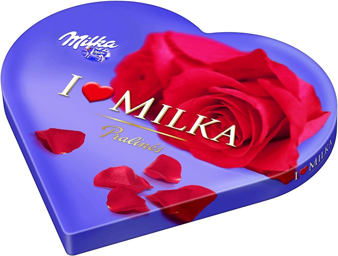 Milka Chocolate com leite dos alpes em forma de coração recheados com creme de avelã 165 g