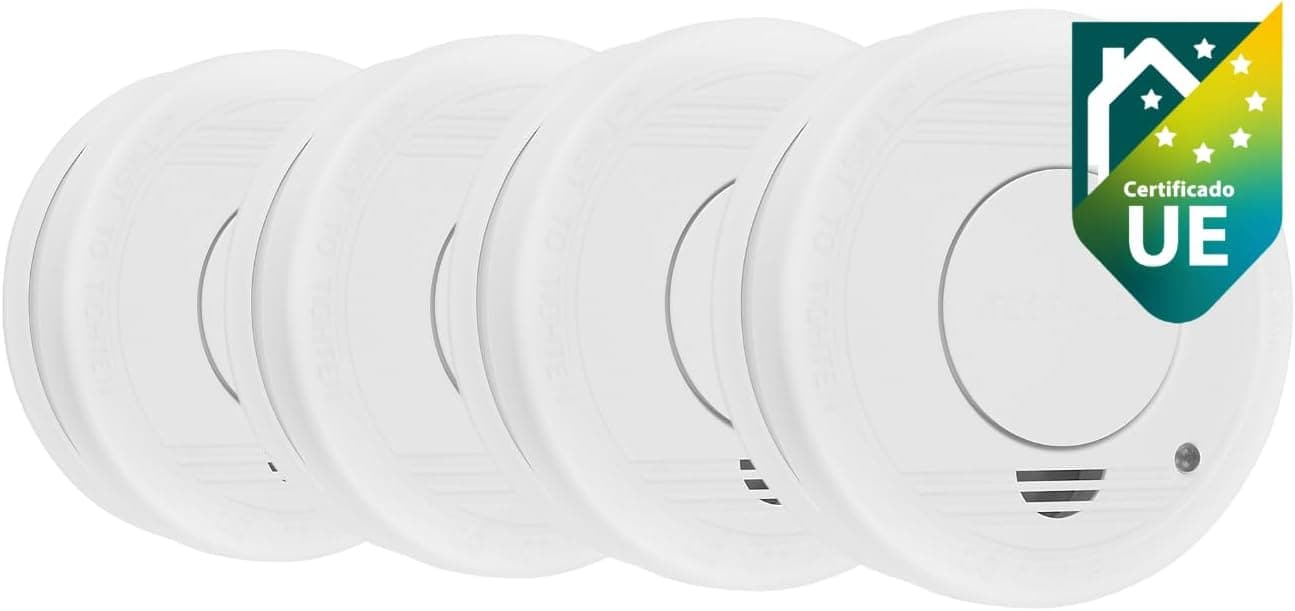 Smartwares Detector de fumo, 1 ano de bateria incluída, vida útil do sensor de 10 anos, 4 unidades, cor branca, RM250