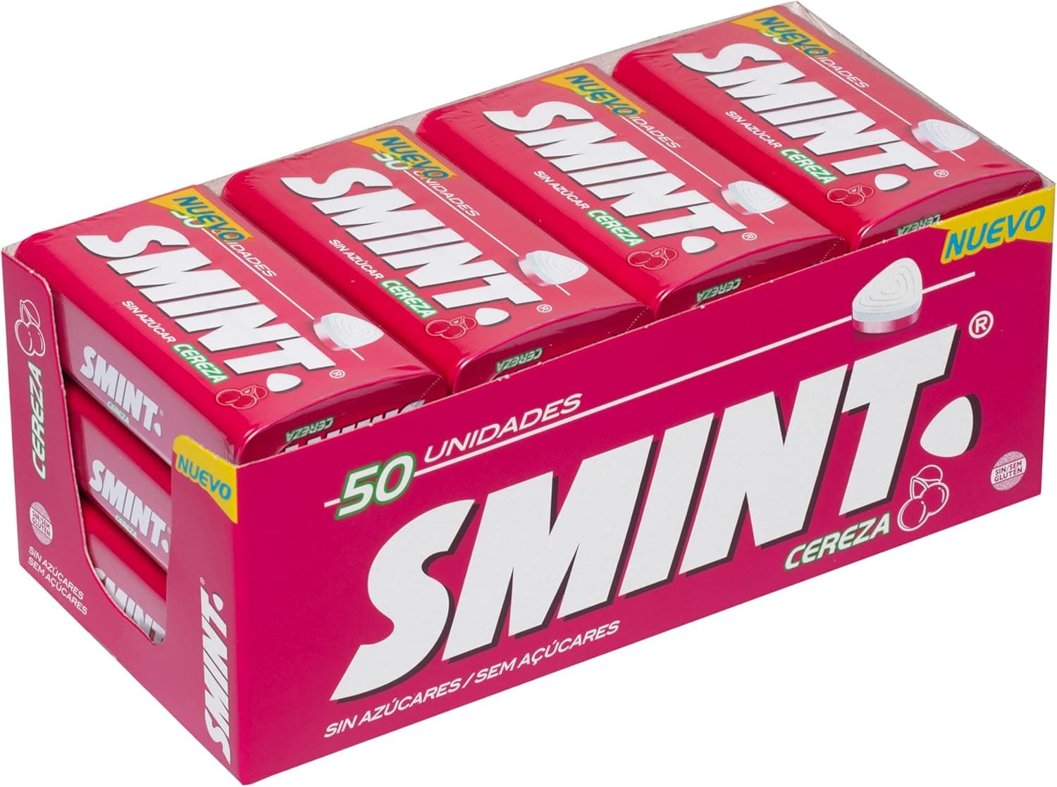 Smint Tin cerejeira, caramelo comprimido sem açúcar, 12 unidades de 35 g, total 420 g,