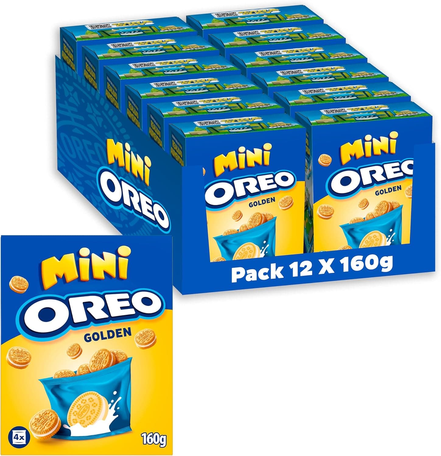 Oreo Golden Mini | Bolachas recheadas com creme de baunilha pack de 12 x 160 g