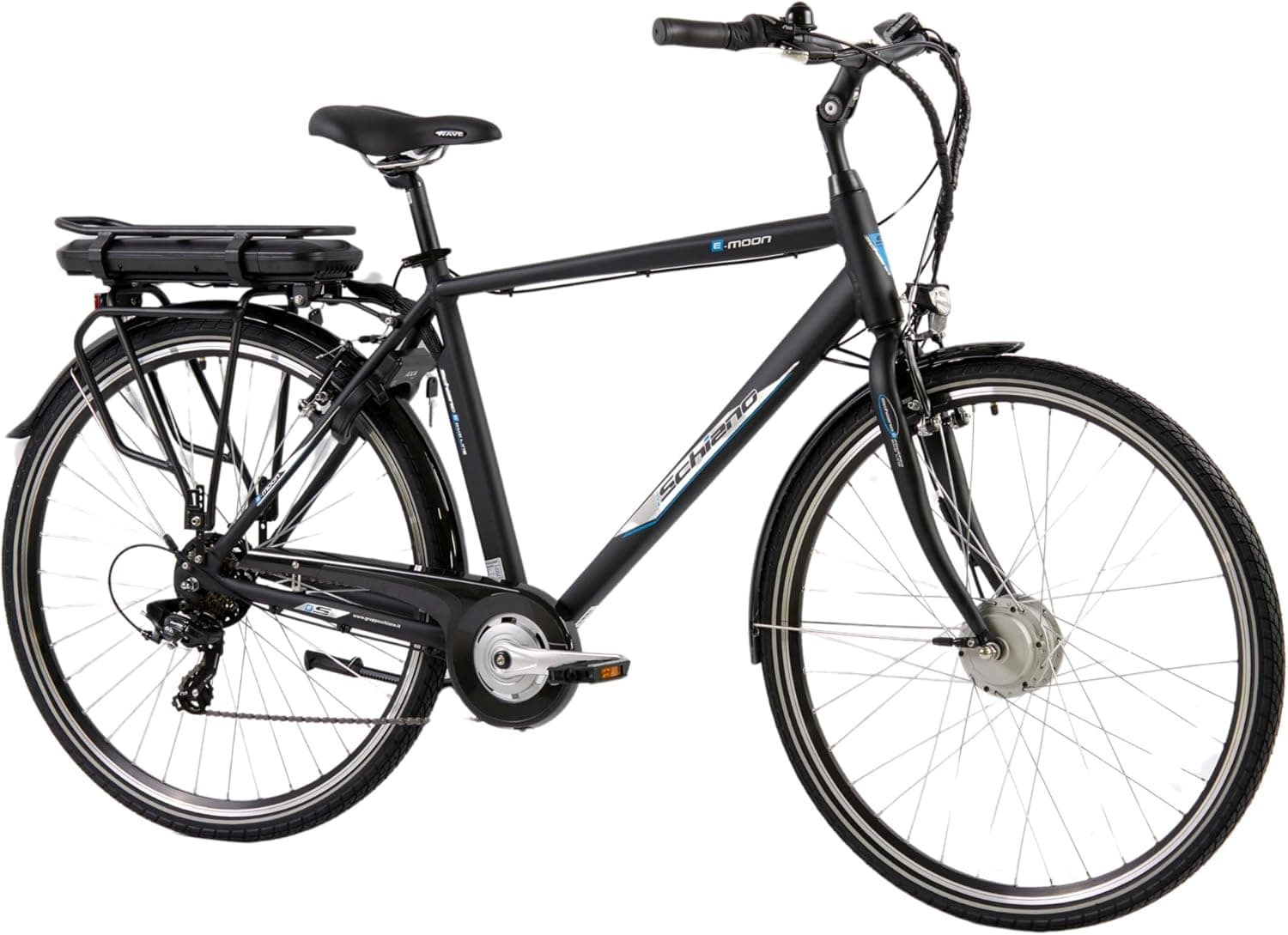 F.lli Schiano E-Moon, Bicicleta Electrica de Ciudad, 28", Batería 36V 13Ah Extraíble, Motor 250W 40Nm, Bici Electrica Urbana, Hombre, Negro