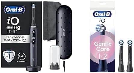 Oral-B iO 9 | Escova de dentes elétrica preta com estojo de viagem e 3 recargas