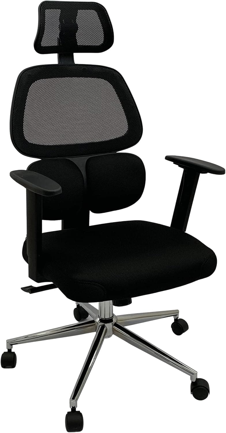 Astan Hogar Cadeira de escritório / mesa ergonómica, encosto alto e apoio de braços reguláveis, função equilibrada, preta AH-AG10200NG