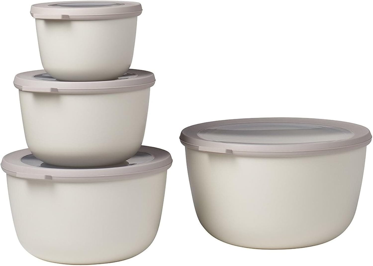 Mepal - Multi Bowl cirqula redondo 4 peças - caixa de armazenamento de alimentos com tampa - caixa de armazenamento hermética para frigorífico e micro-ondas - 500, 1000, 2000 & 3000 ml - Nordic White