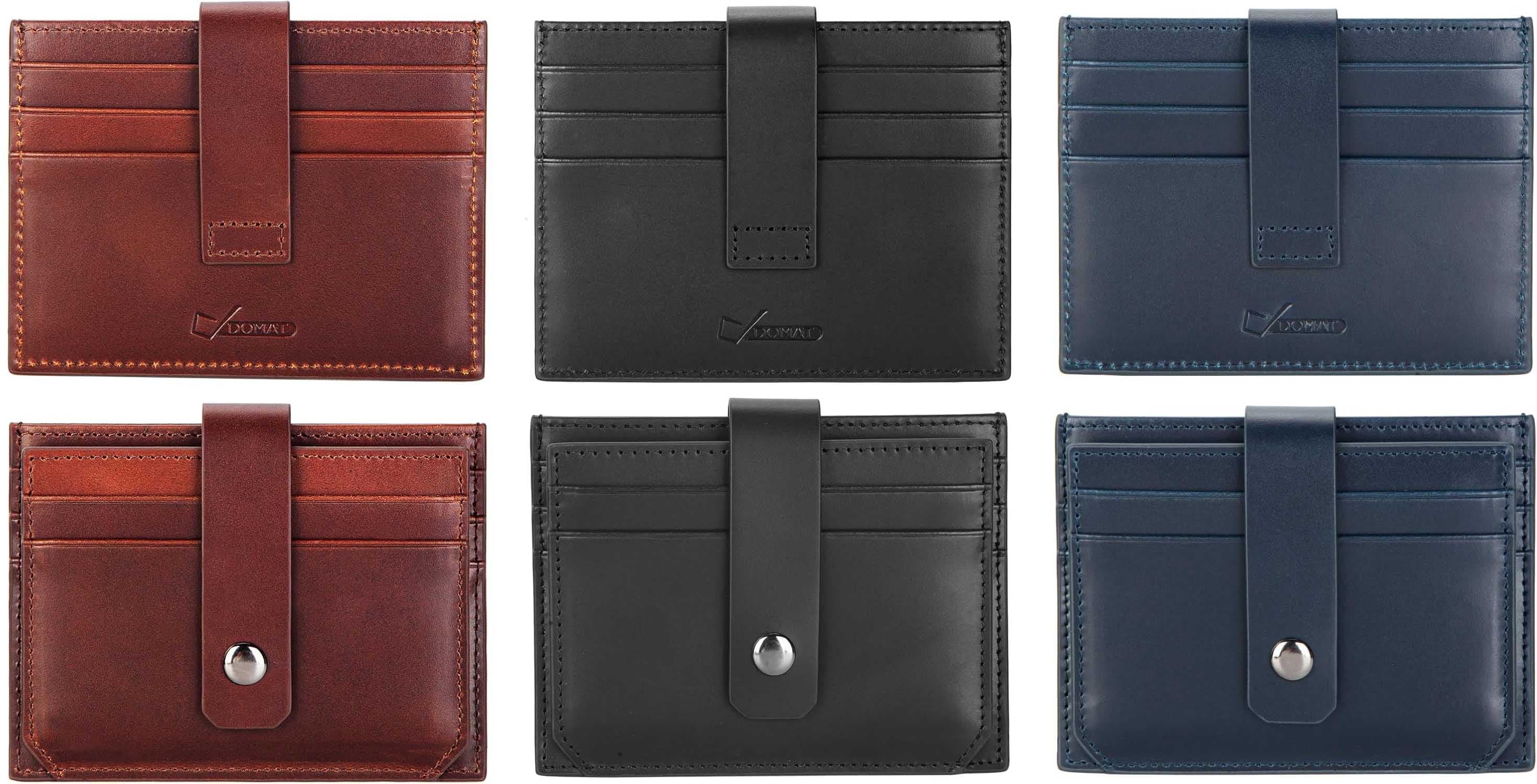 Carteira Slim de Couro Genuíno DOMAT Classic com Bolso para Moedas, Carteira de Couro para Homens para 8 Cartões, Carteira de Dinheiro Bifold, Carteira de Cartão, Porta-Cartão de Identificação Capa de Cartão de Crédito Premium, Marrom, Moderno