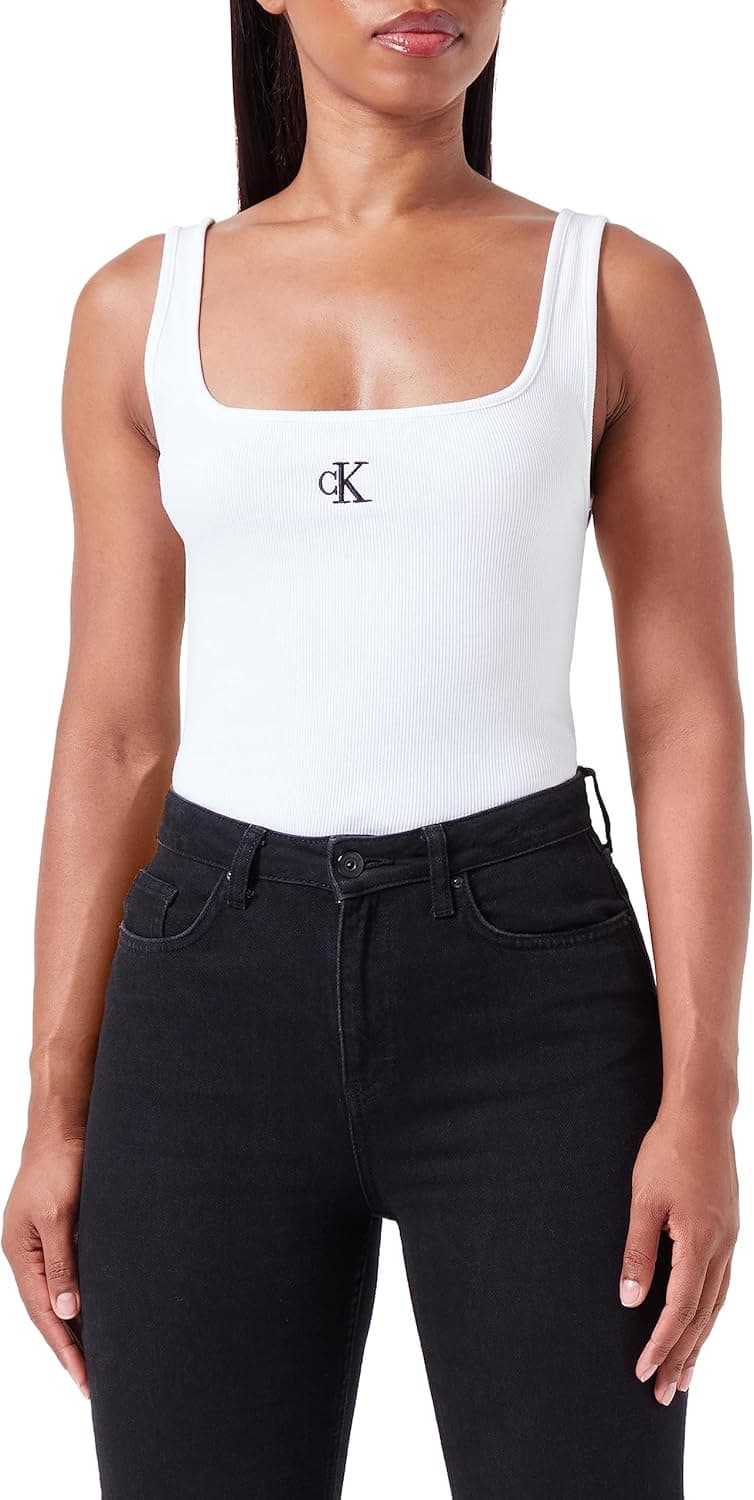 Calvin Klein CK Rib Tank Top | Top de alças em algodão para mulher
