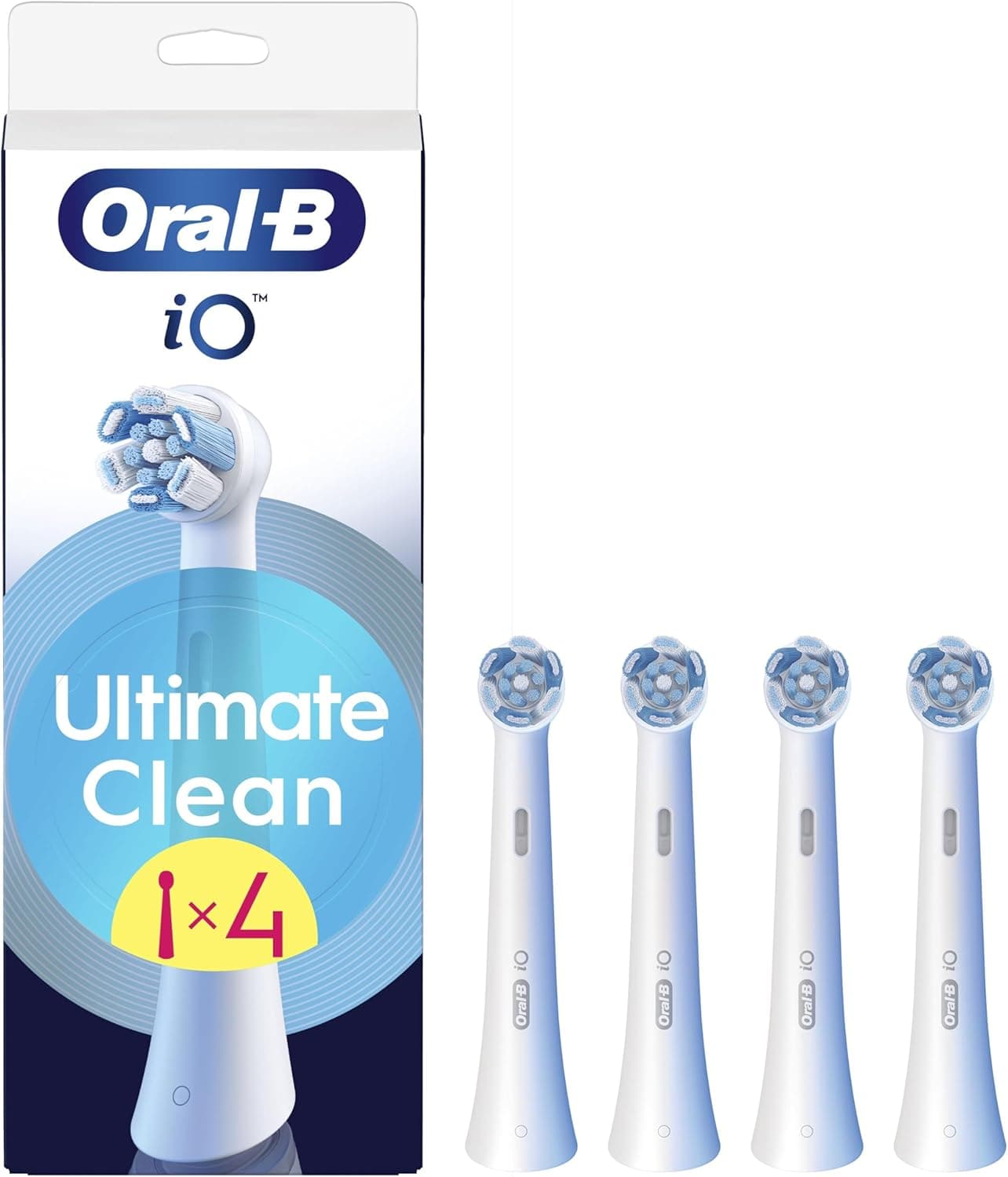 Oral-B Série iO Ultimate Clean, cabeças redondas de substituição originais, filamentos Criss-Cross, remoção profunda da placa bacteriana, 4