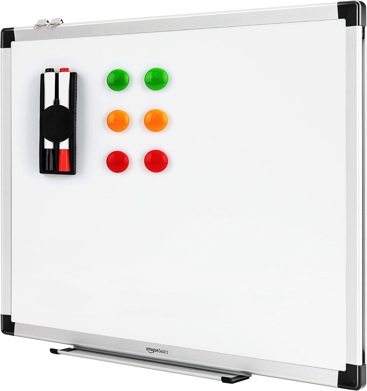 Amazon Basics | Quadro branco magnético com tabuleiro para marcadores e moldura de alumínio 60 x 45 cm