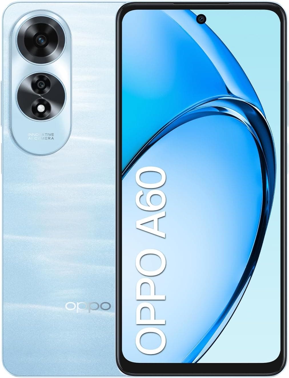 OPPO A60 4G Smartphone livre, 16 GB (8 GB + 8 GB) 256 GB, ecrã HD LCD 6,7", câmara 50 + 2 8 MP, Android, bateria 5000 mAh, carregamento rápido 45 W - azul