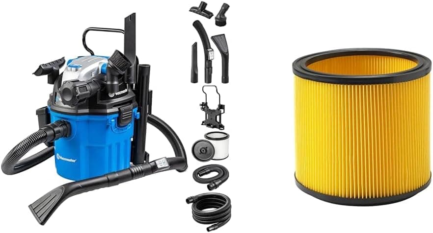 Vacmaster VWM1518R 1500W 18L + Vacmaster Filtro de cartucho descartável para aspiradores húmidos e secos de 15 a 60 Ls