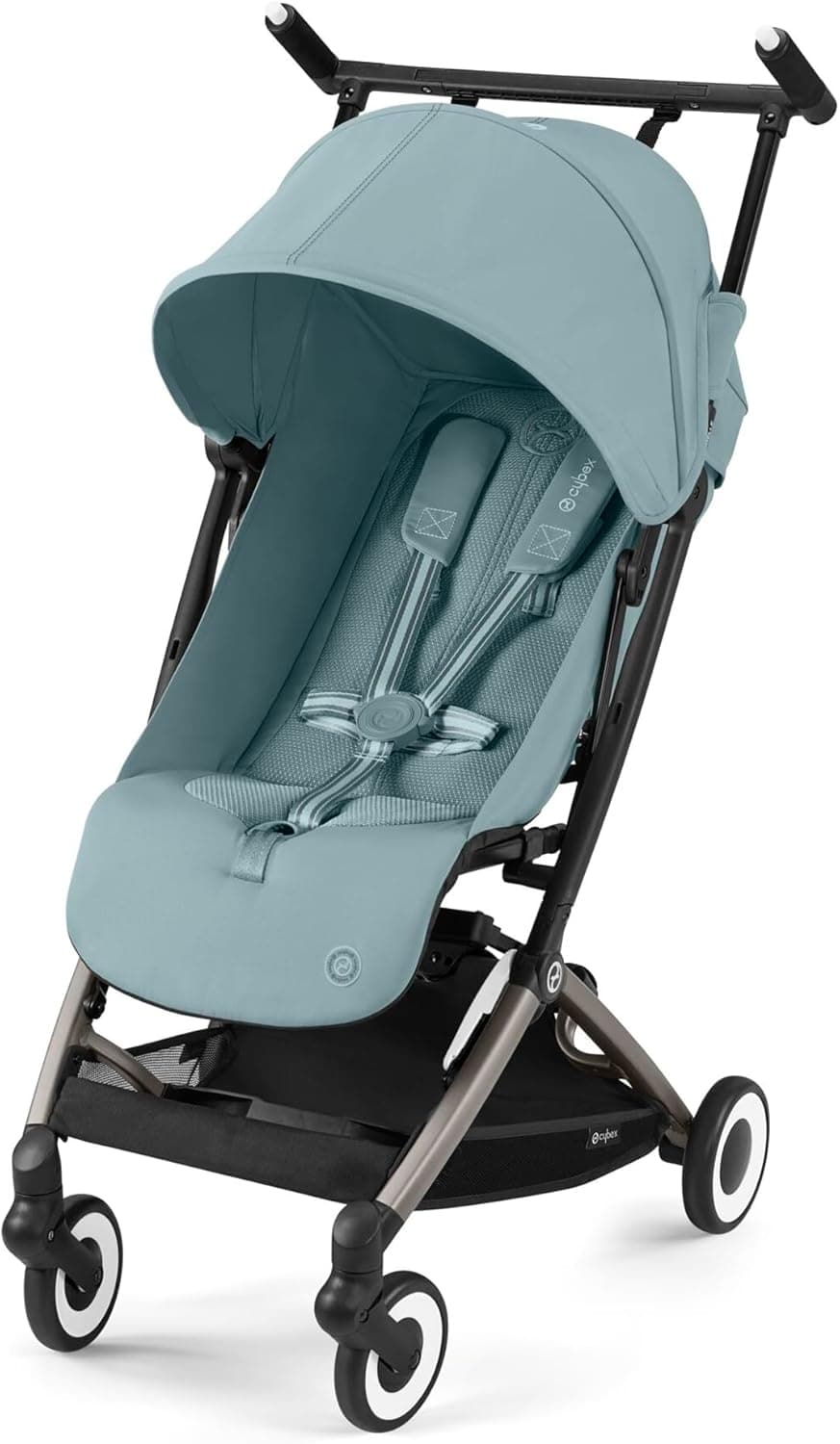 CYBEX Gold Carrinho de passeio Libelle com sistema de arnês One-Pull, de 6 meses a 4 anos (máx. 22 kg), leve (apenas 6 kg), Stormy Blue (azul com moldura castanha)