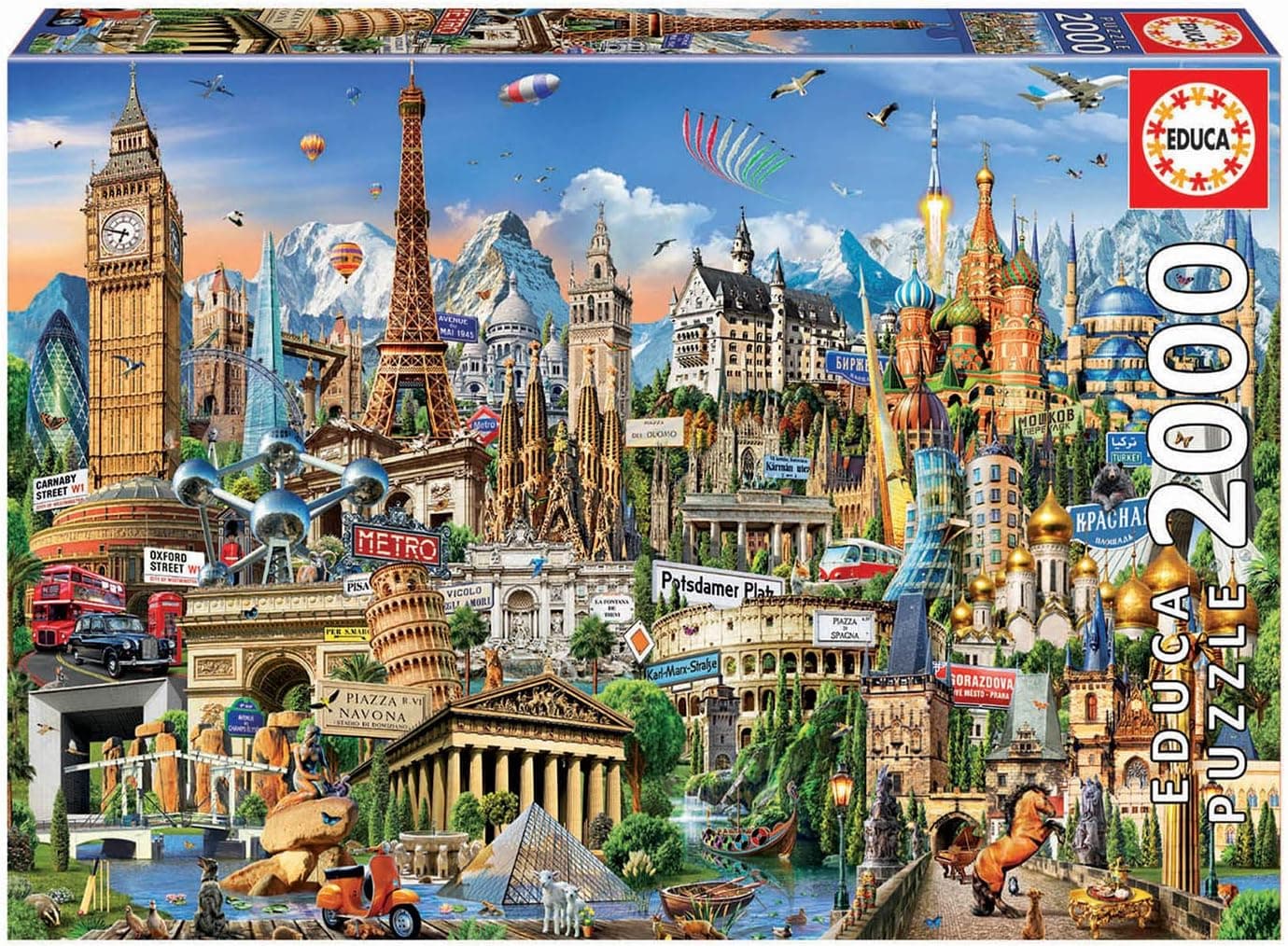 Educa Symbols of Europe | Puzzle de 2000 peças para adultos com cola incluída