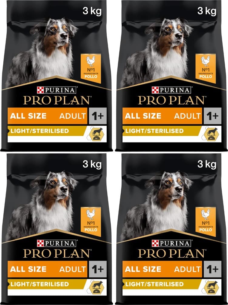PURINA PRO PLAN ProPlan All Size Light/Sterilised ração para cão adulto cordeiro 4 x 3 kg