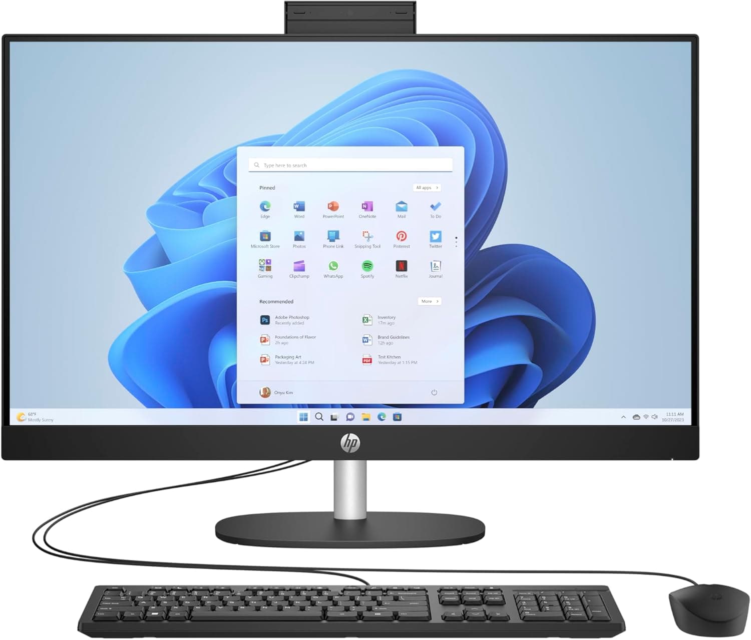 HP All-in-One 24-cr0101ns Computador de mesa FHD de 23,8" (Intel Core i3-N300, 8 GB RAM, 512 GB SSD, Intel UHD Graphics, Windows) Black, teclado QWERTY espanhol