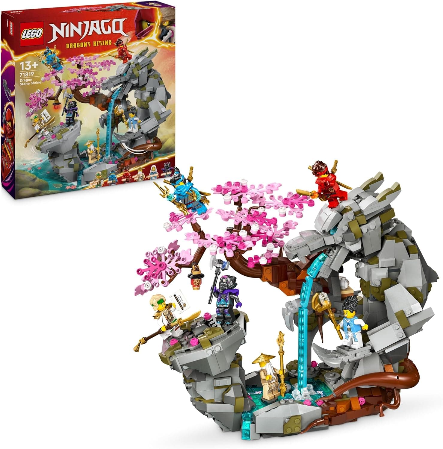 LEGO Ninjago Santuário de pedra do dragão brinquedo ninja com 6 minifiguras para o jogo de aventura, casaco de construção para brincar e expor, presente para meninos e meninas de 13 anos ou mais 71819