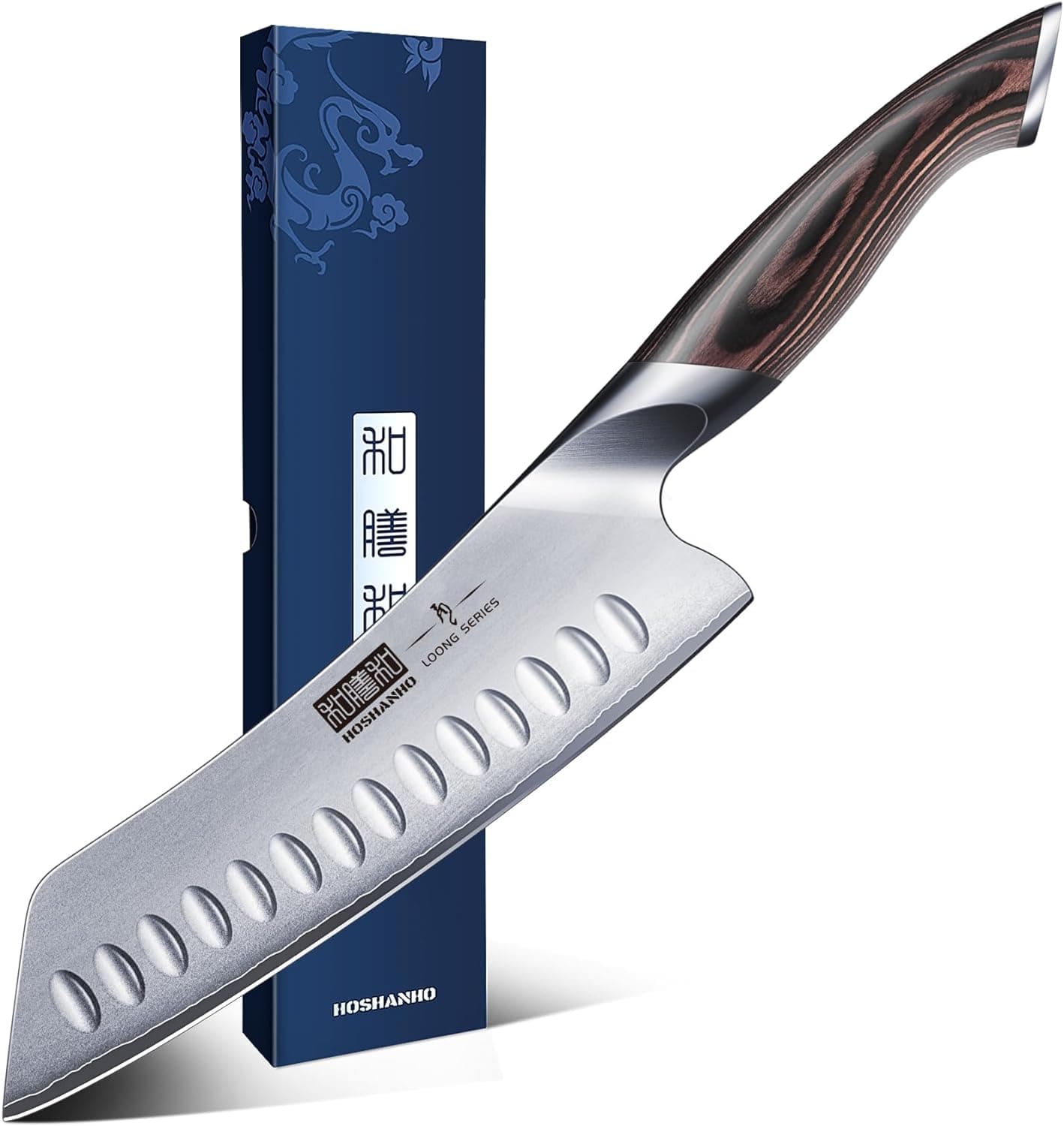 HOSHANHO Faca Santoku profissional de 18 cm, faca de chef super afiada de aço inoxidável, facas de cozinha multiusos com cabo ergonómico