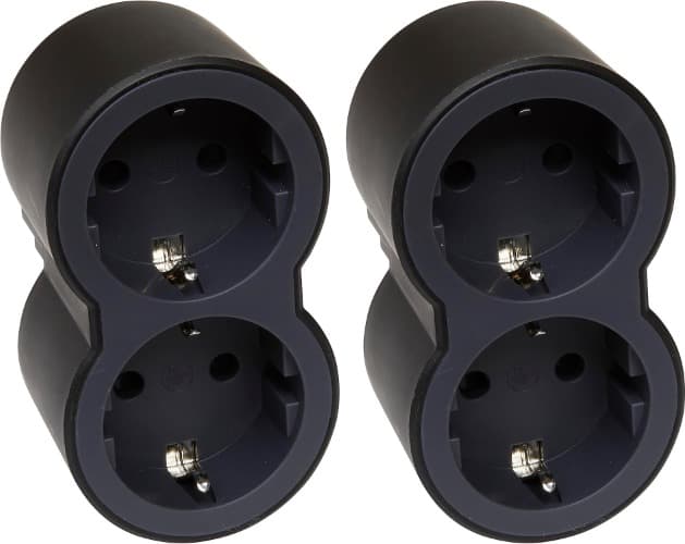 LEGRAND Adaptadores 2P + T, 3 tomadas de corrente/frontais, horizontal, latão de tomadas, cor preto/cinzento-escuro 694519