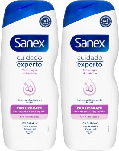 Sanex Cuidado especialista Pro Hydrate, gel de duche ou casa de banho, pele muito seca, hidratação profunda, combate bactérias, 600 ml