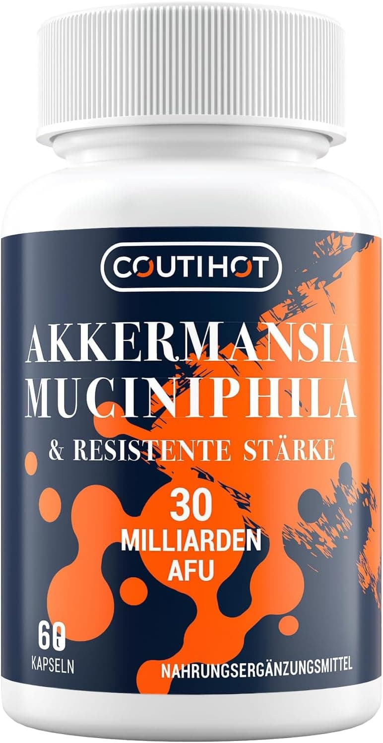 Akkermansia Muciniphila 30 bilhões AFU - melhorado com amido resistente | Fórmula sem OGM e sem glúten para mulheres e homens - 60 cápsulas de libertação retardada