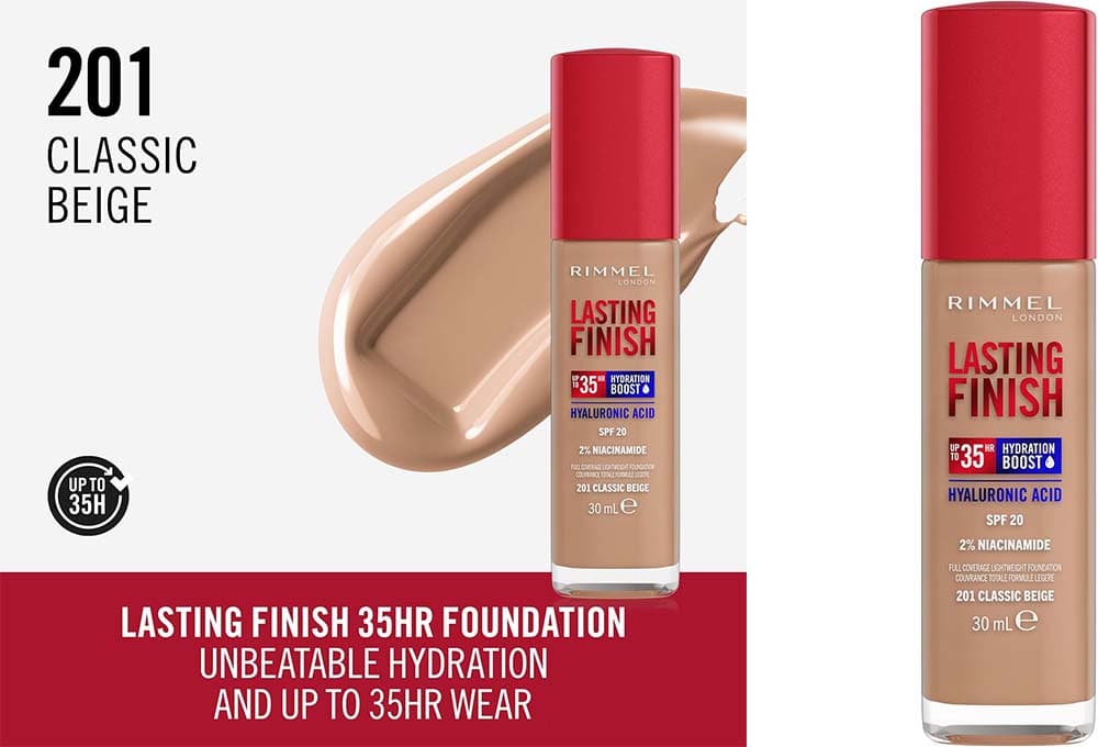 Rimmel Lasting Finish Liquid base de maquilhagem clássica bege 201, 30 ml