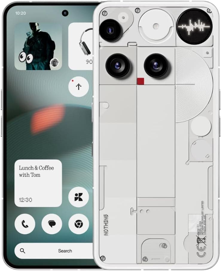 Nothing Phone 3 | Smartphone com câmara tripla 50 MP, ecrã AMOLED 6,67'' 120 Hz, bateria de longa duração e 12 GB + 256 GB em branco