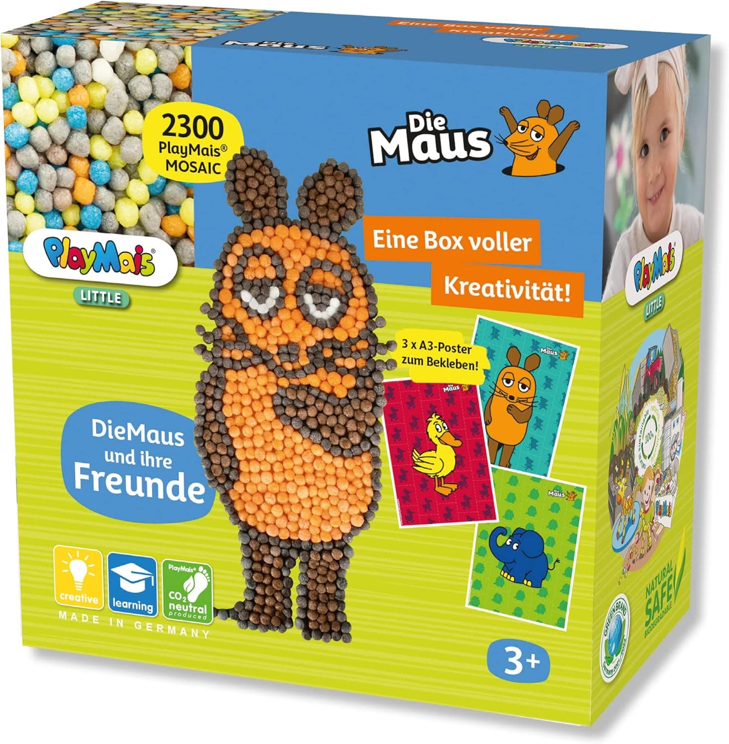 PlayMais Mosaic Little Mouse - Conjunto criativo para trabalhos manuais para crianças a partir dos 3 anos, mais de 2.300 unidades e 6 imagens adesivas de mosaicos