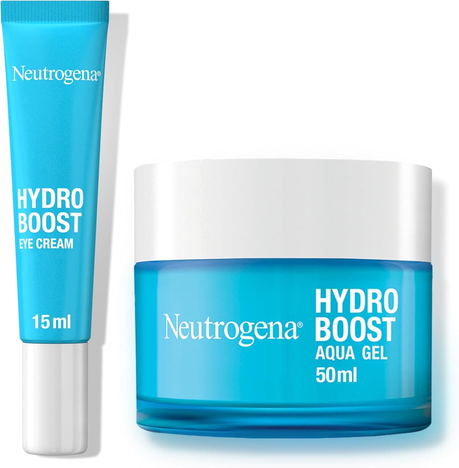 Neutrogena Rutina Hydro Boost, embalagem com gel de água hidratante facial (50 ml) e contorno de olhos anti-fadiga (15 ml), conjunto com ácido hialurónico para hidratação de 72 h