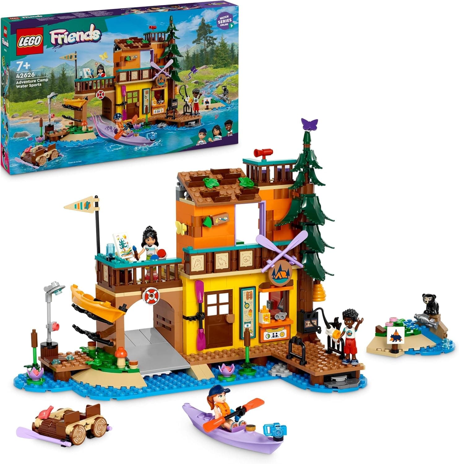LEGO Friends Campamento de Aventura | Set de construção com desportos aquáticos e 3 mini figuras para crianças a partir dos 7 anos