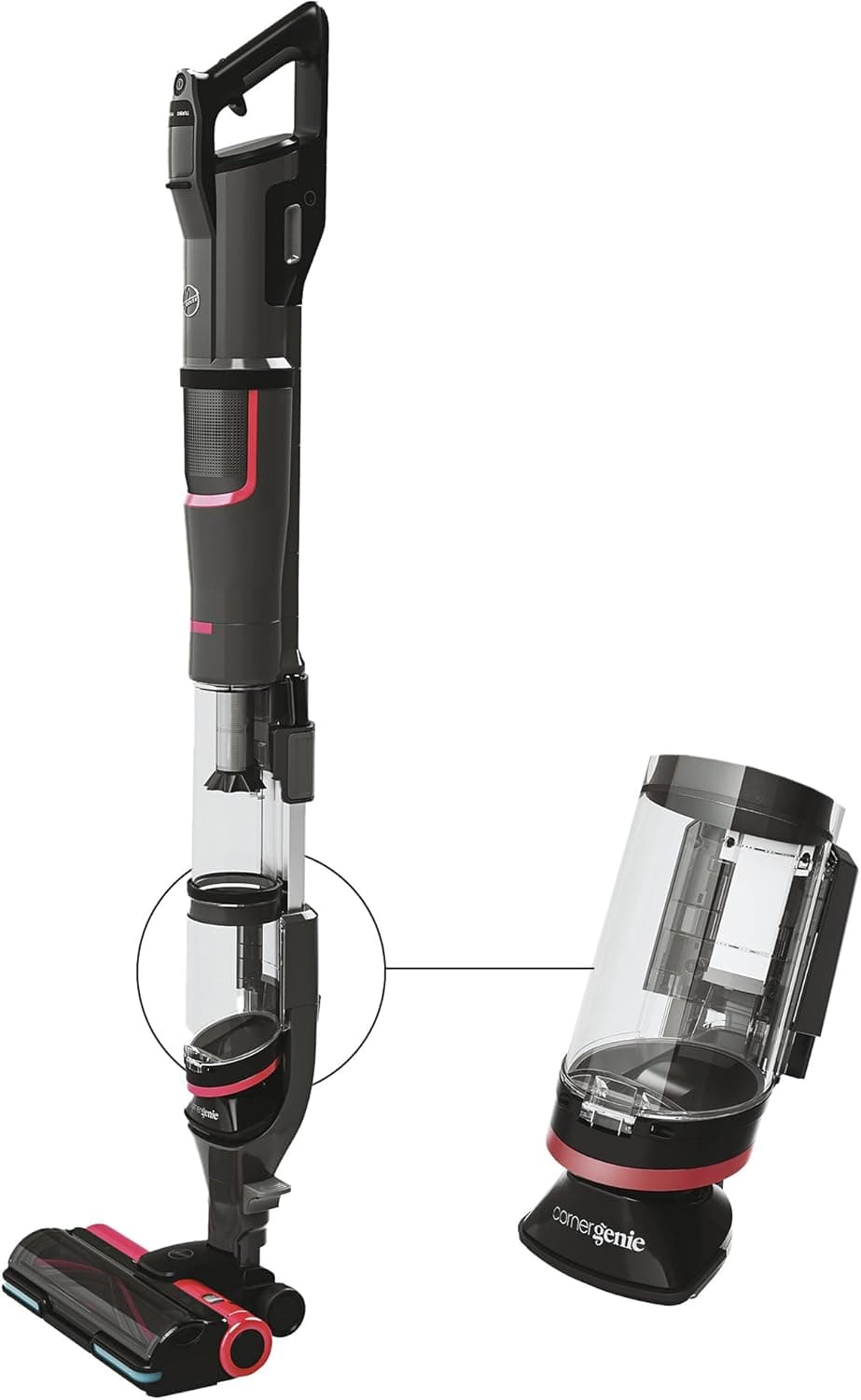 Hoover Aspirador vassoura sem cabo potente com Corner Genie™ para limpar todos os cantos, escova anti-emaranhados, luzes LED [HFX]