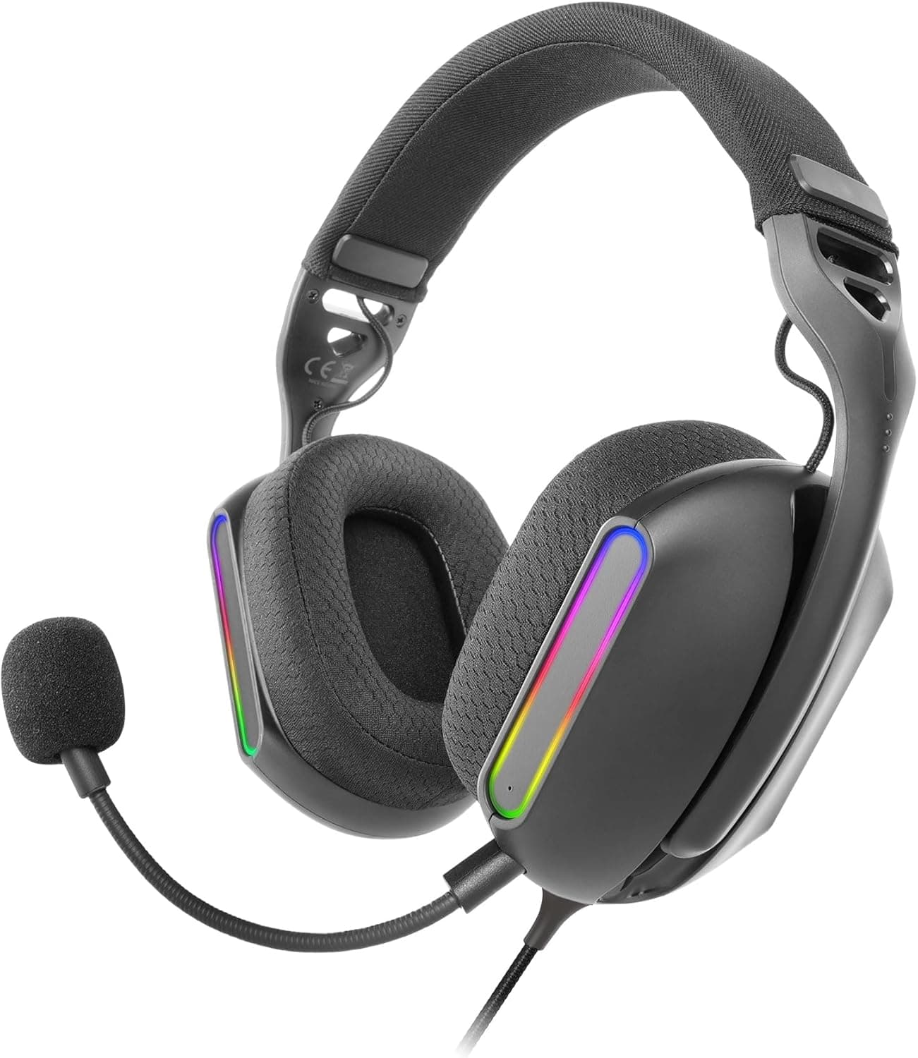 Mars Gaming MH-Pro | Auscultadores gaming ARGB com som surround e microfone compatíveis com PC, consolas e dispositivos móveis
