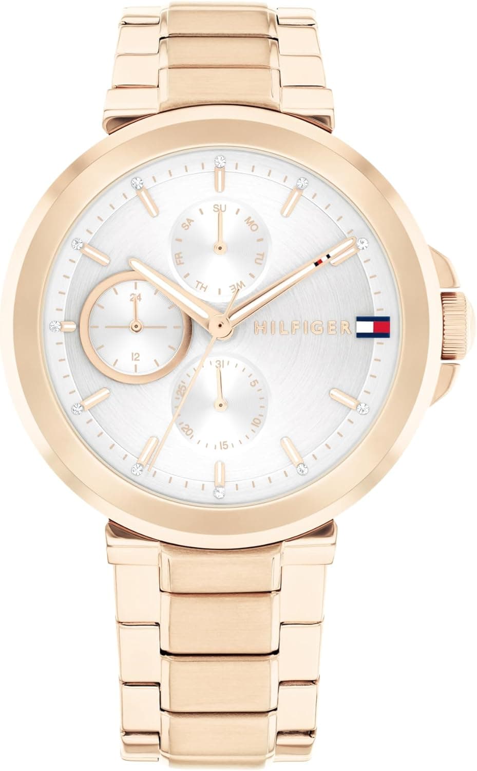Tommy Hilfiger Relógio analógico multifunções para mulher de quartzo com bracelete em aço inoxidável