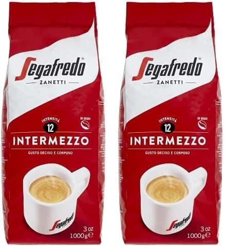 Segafredo Zanetti Café em grão intermezzo (pacote de 2 kg) - adequado para Moka - linha Le Classiche, grãos de café torrado escuro, sabor decidido e corpo