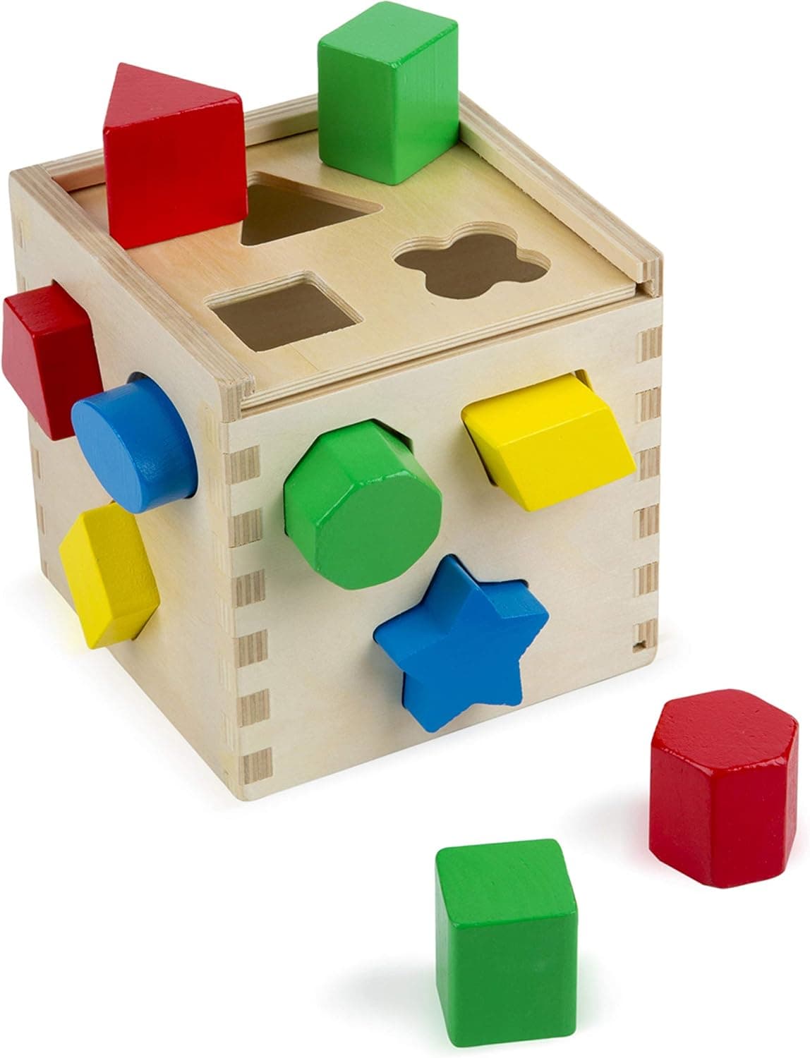 Melissa & Doug Cubo para classificar formas, brinquedo educativo para crianças, classificador de formas para crianças, brinquedo de madeira, brinquedos de desenvolvimento