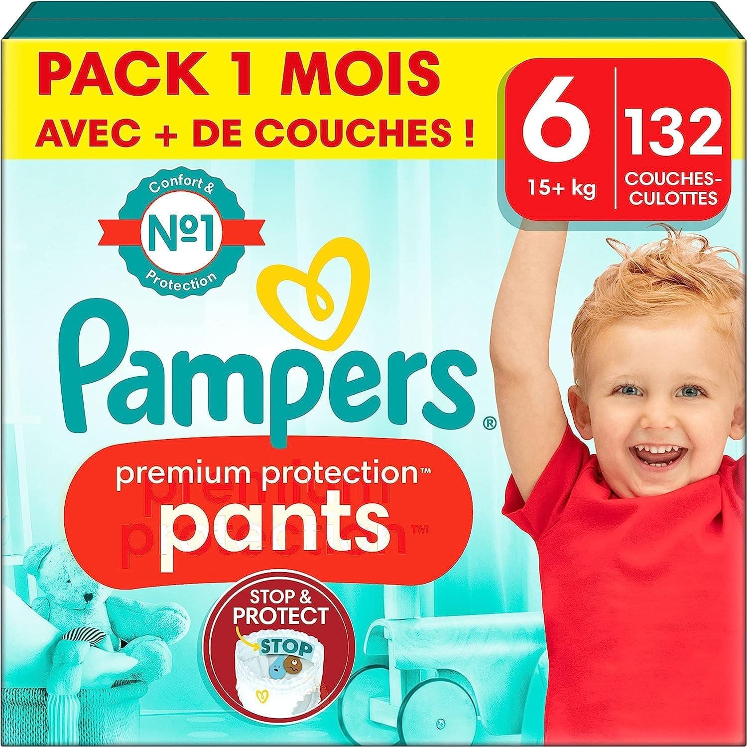 Pampers Calças de proteção premium tamanho 6,132, 15 kg, conforto e proteção com as calças Pampers para um fácil ajuste