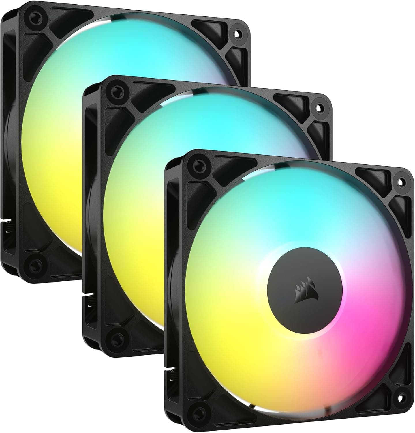 CORSAIR RS120 ARGB 120 mm PWM Ventiladores, conexão em corrente, baixo nível de ruído, rolamento de cúpula magnético, embalagem tripla - preto
